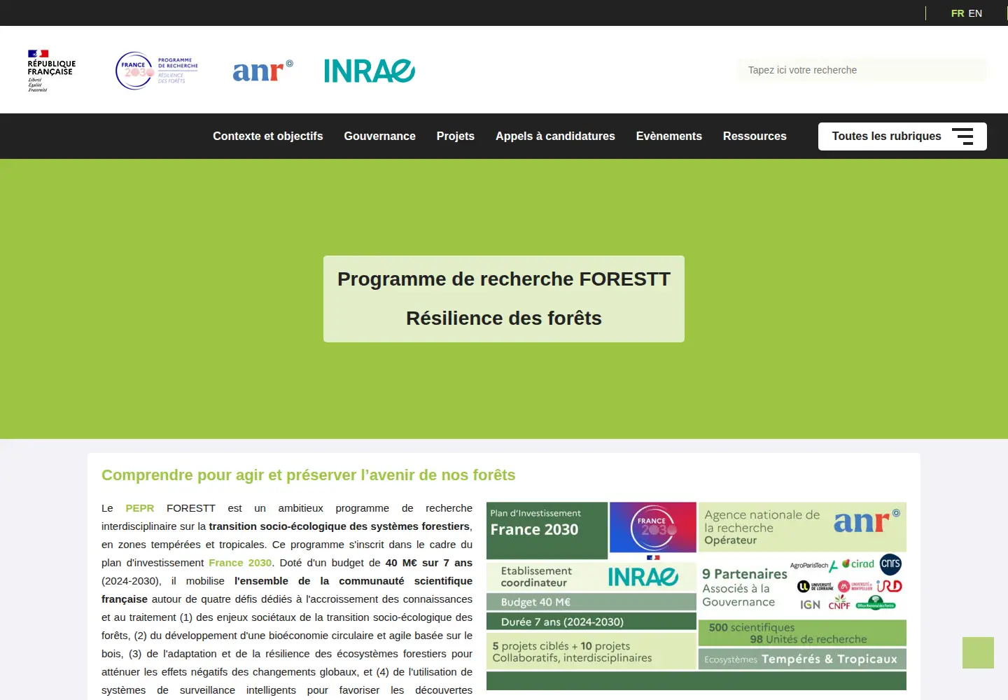 Captured homepage of pepr-forestt.org in the current scan