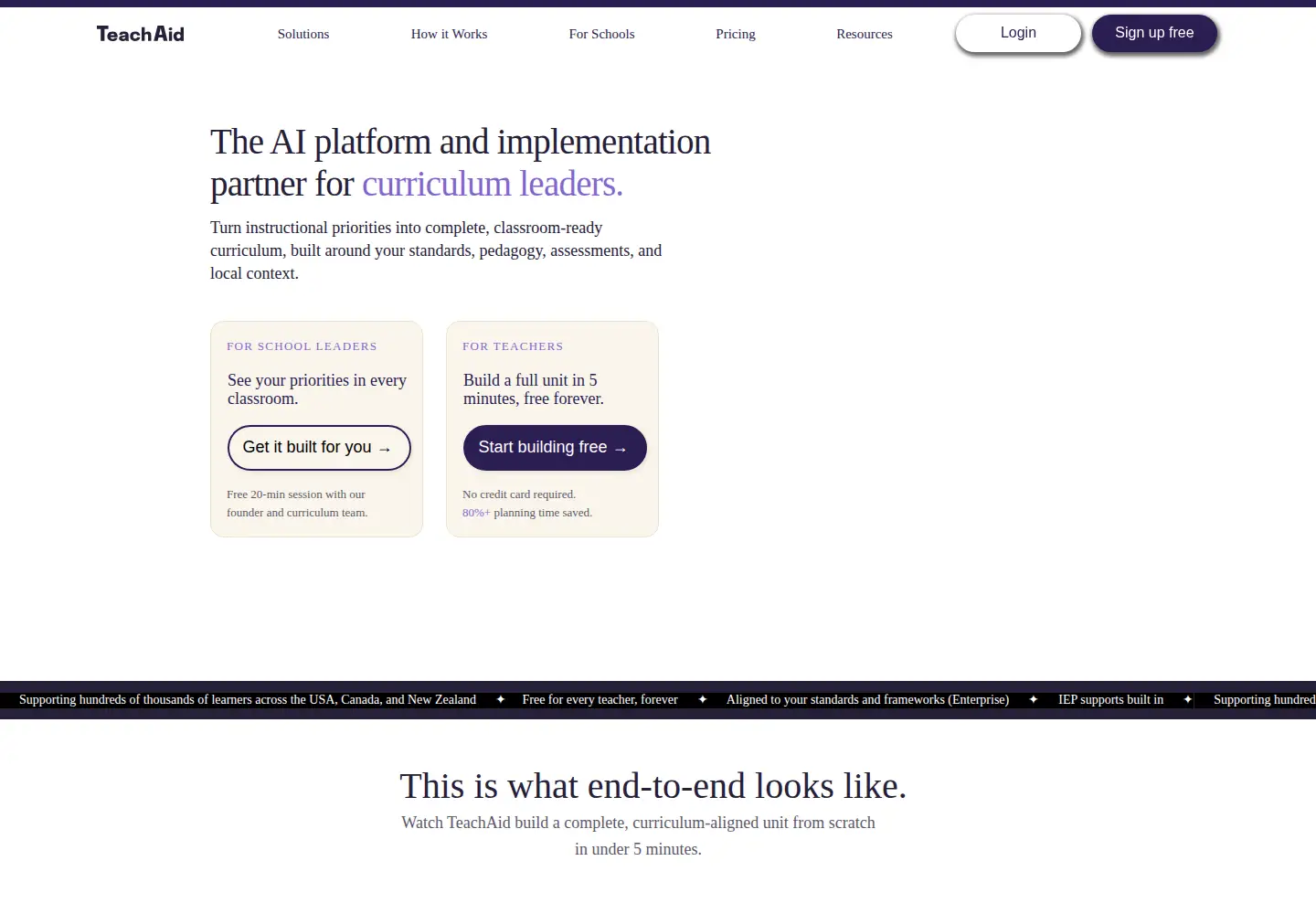 Captured homepage of teachaid.ca in the current scan