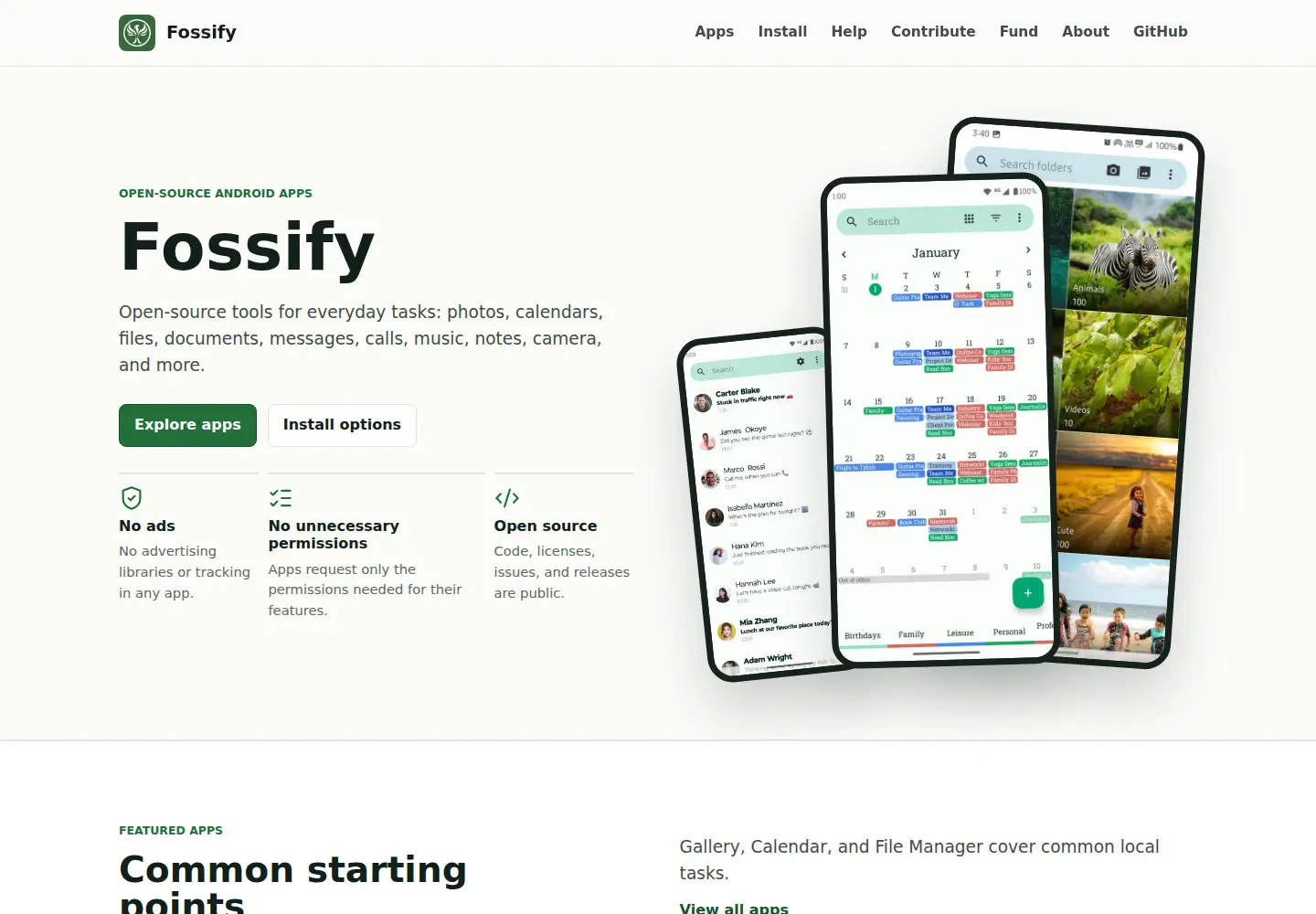 Screenshot of fossify.org