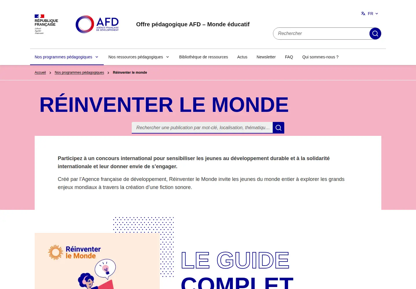 Captured homepage of reinventer-le-monde.fr in the current scan
