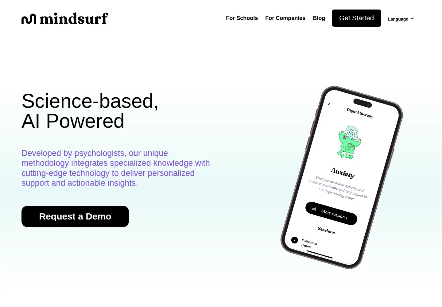 Captured homepage of mindsurf.ai in the current scan