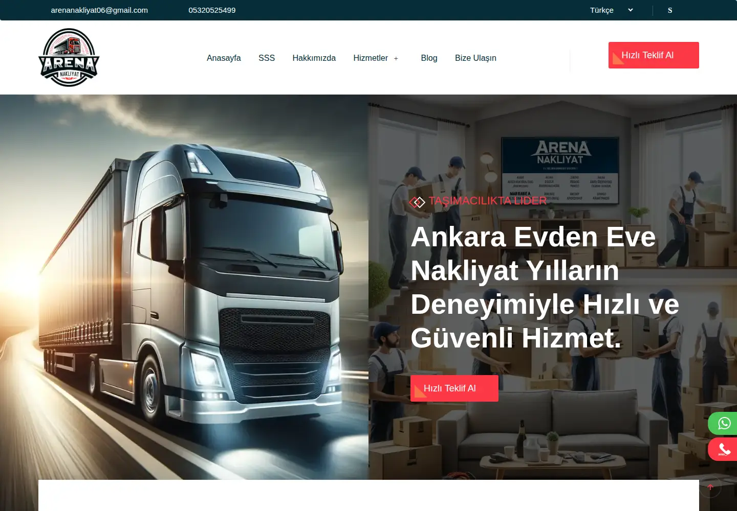 Screenshot of arenanakliyat.com