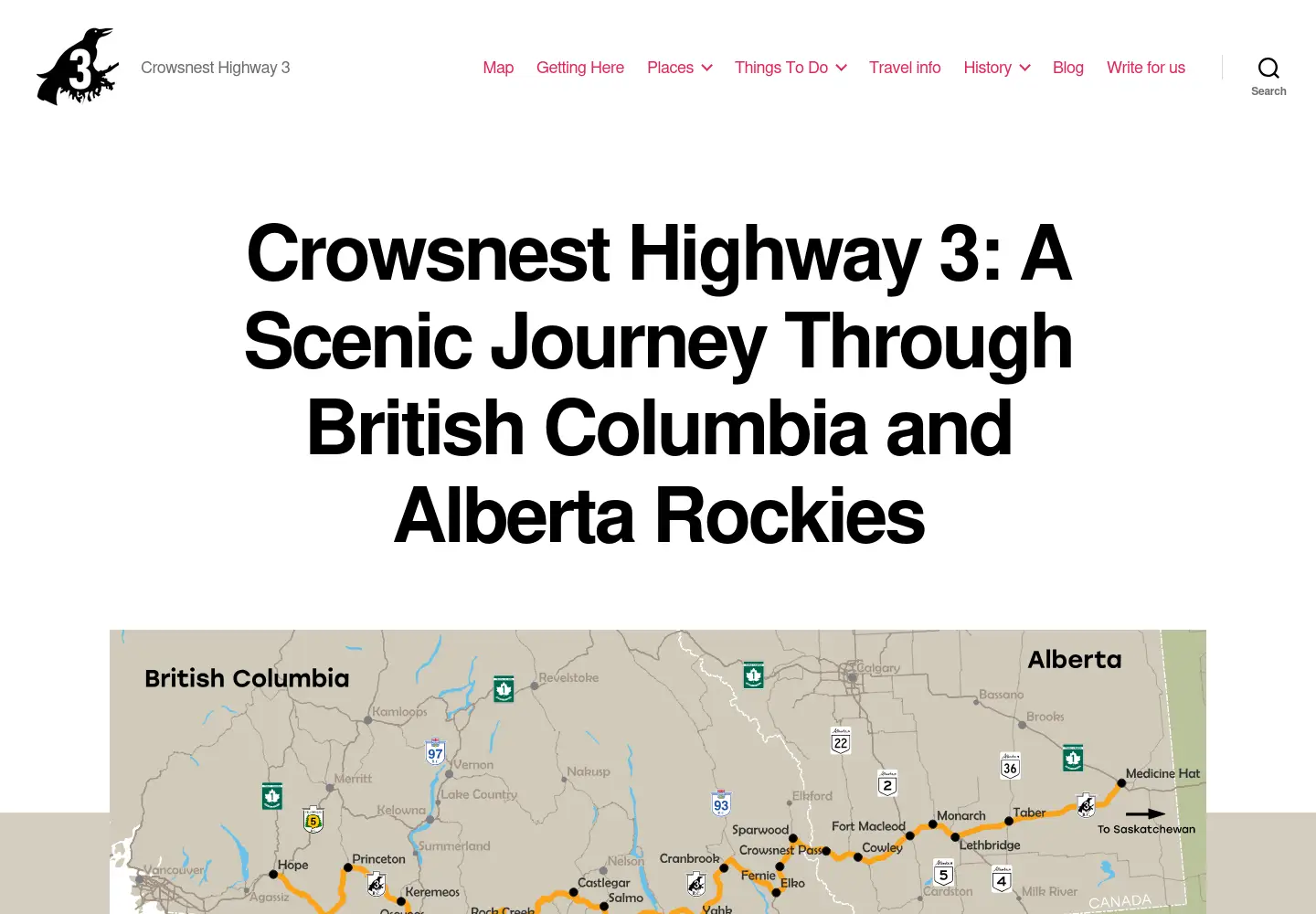 Screenshot of crowsnest-highway.ca