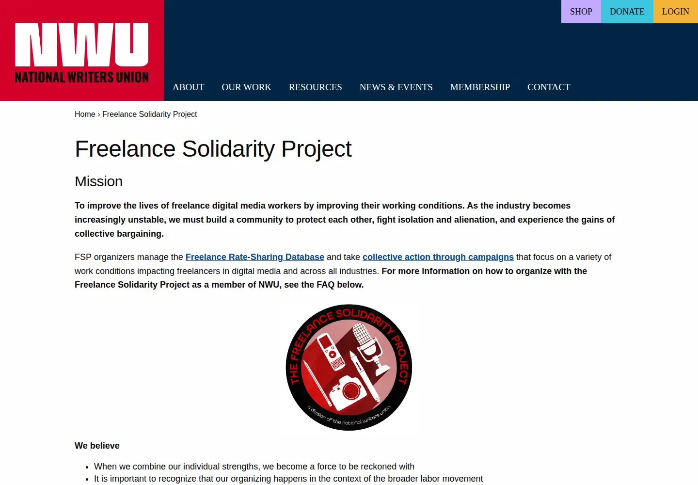 Screenshot of freelancesolidarity.org from the current report