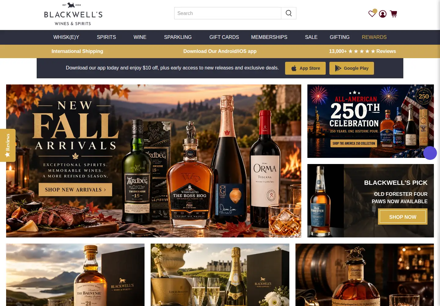 Screenshot of blackwellswines.com