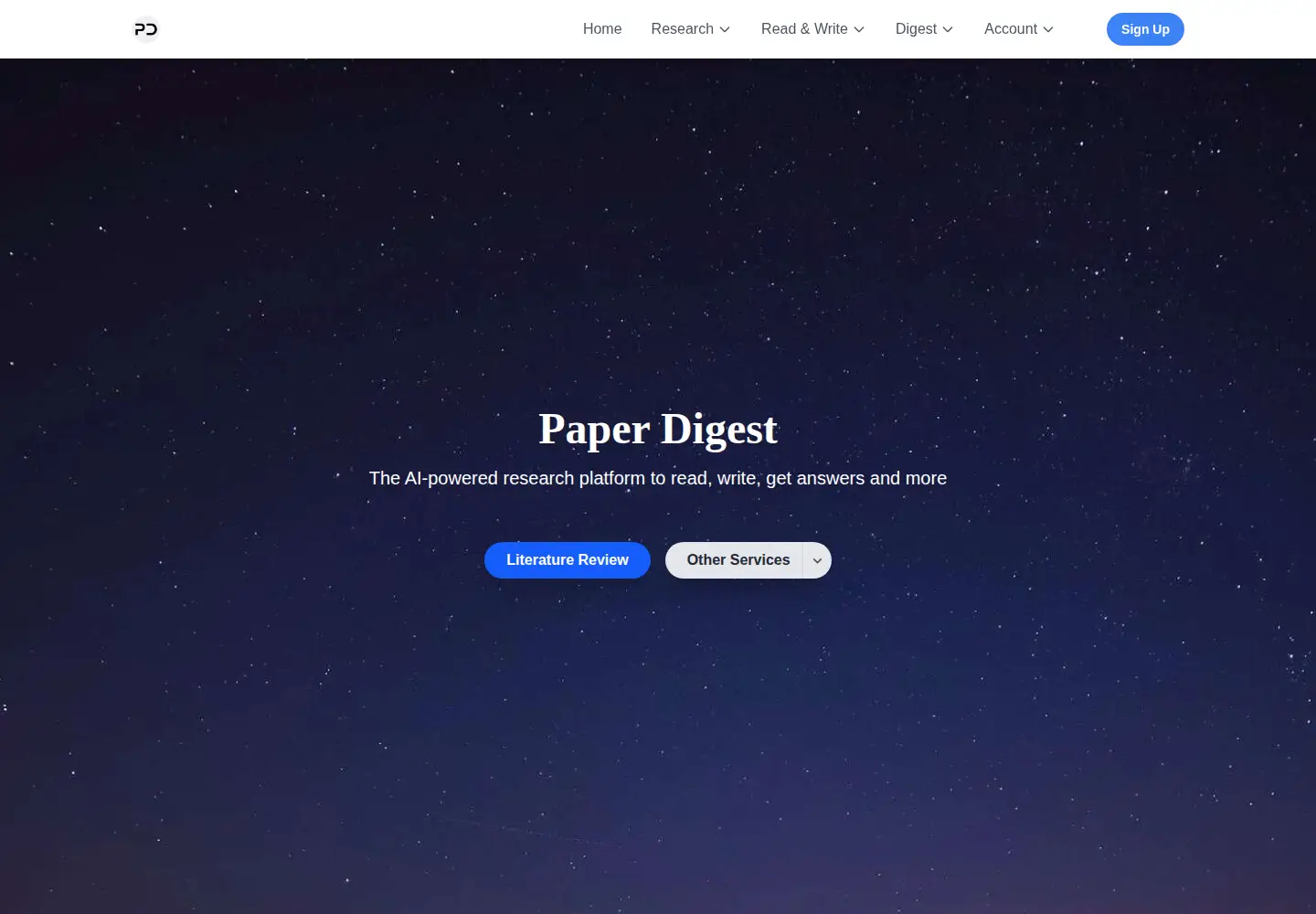 Screenshot of paperdigest.org