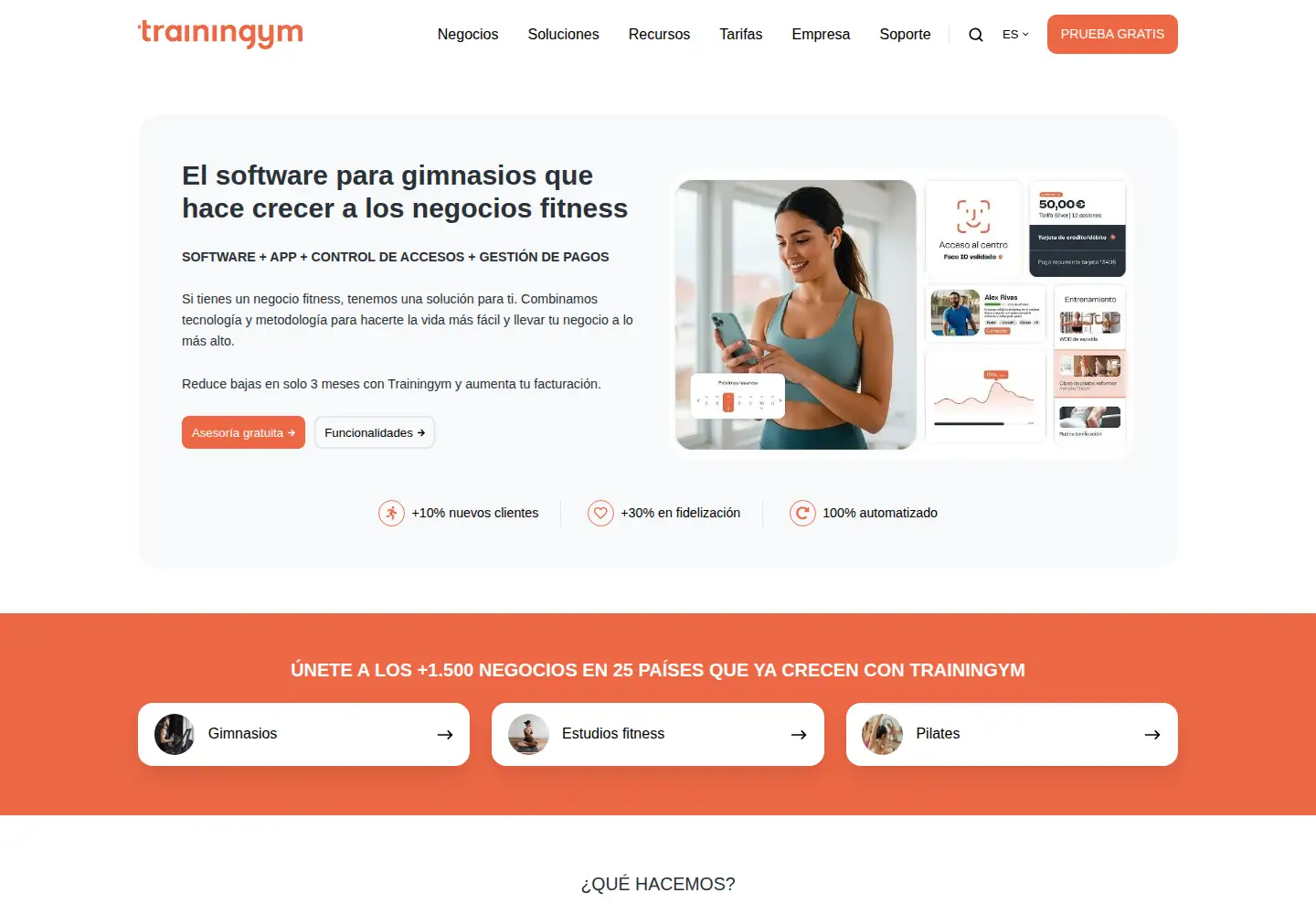 Captured homepage of trainingym.com in the current scan