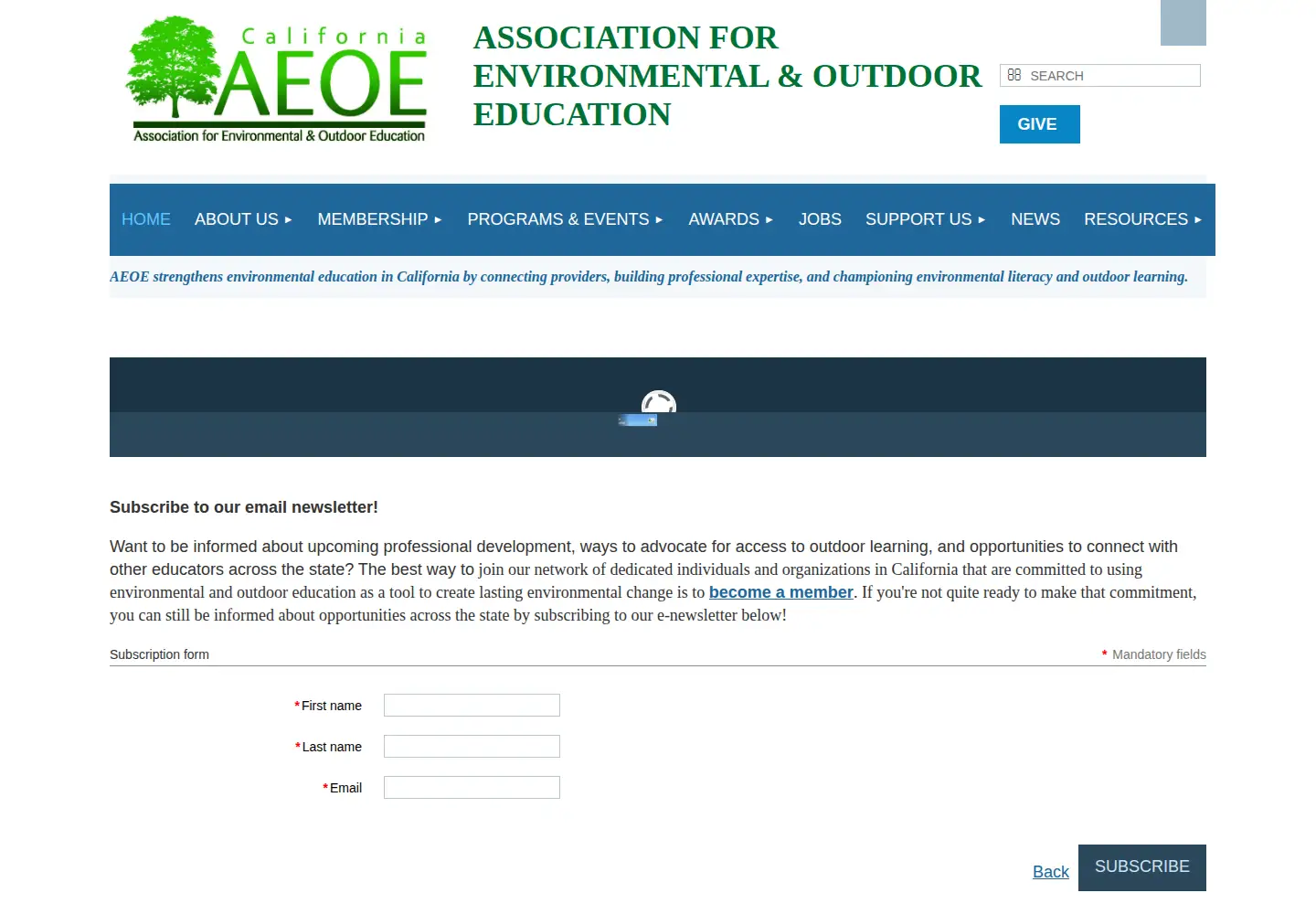 Captured homepage of aeoe.org in the current scan