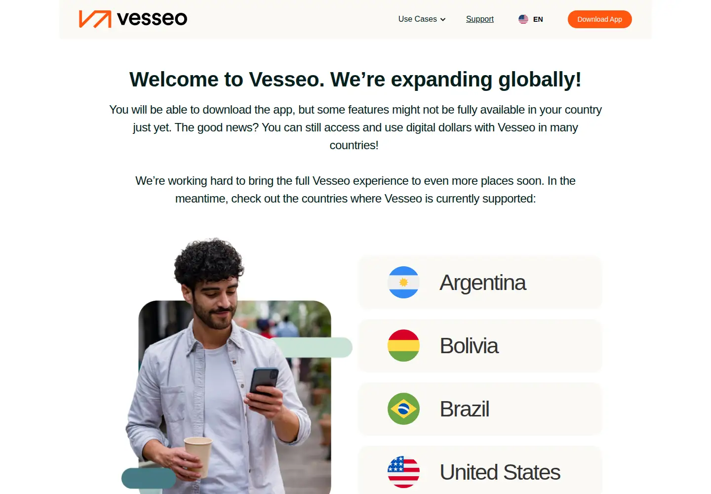 Captured homepage of vesseoapp.com in the current scan