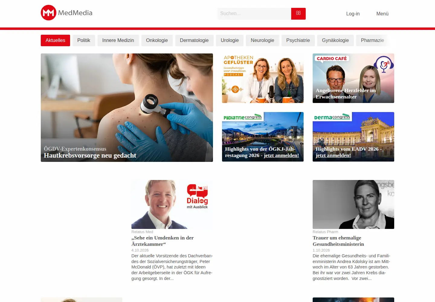 Captured homepage of medmedia.at in the current scan