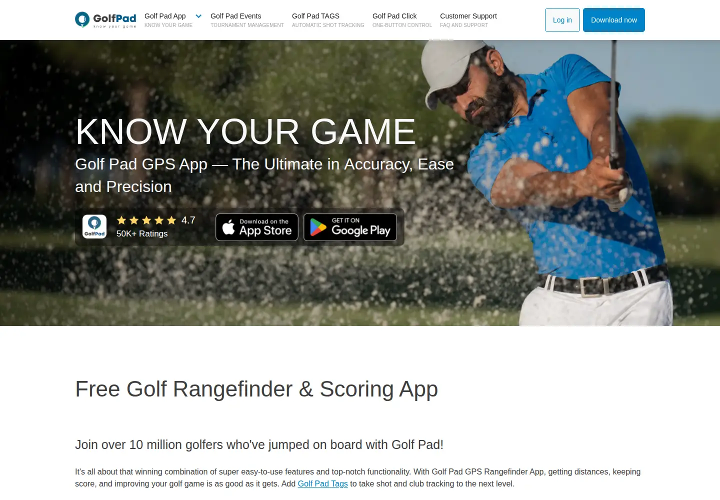 Captured homepage of golfpadgps.com in the current scan