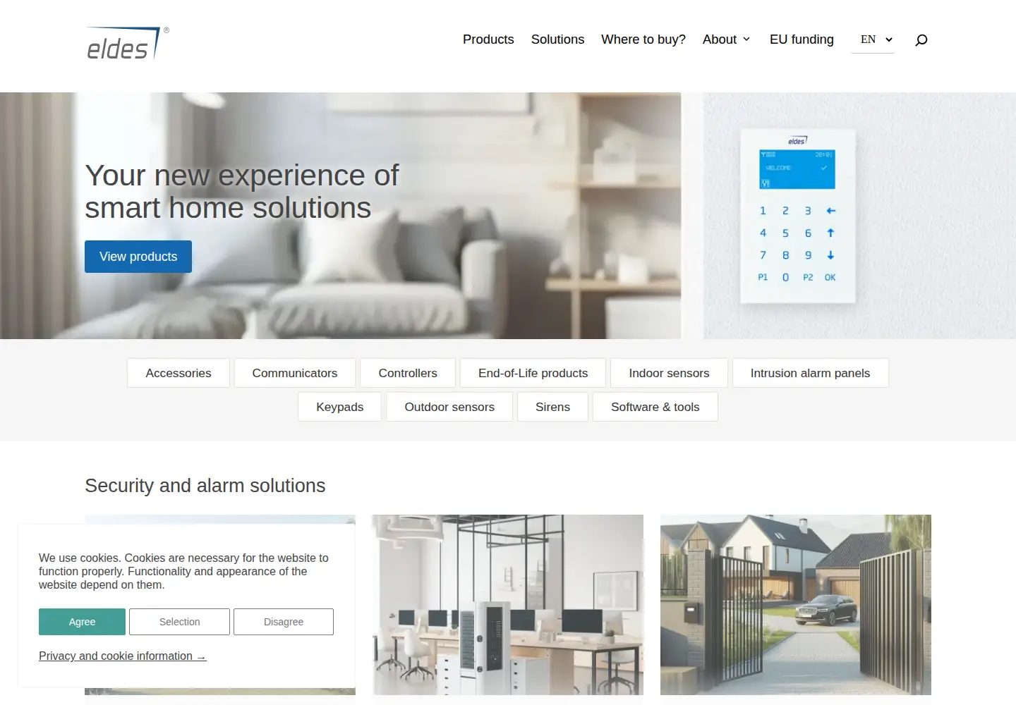Screenshot of eldesalarms.com