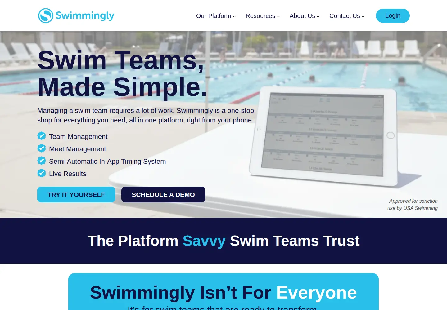 Screenshot of swimmingly.app