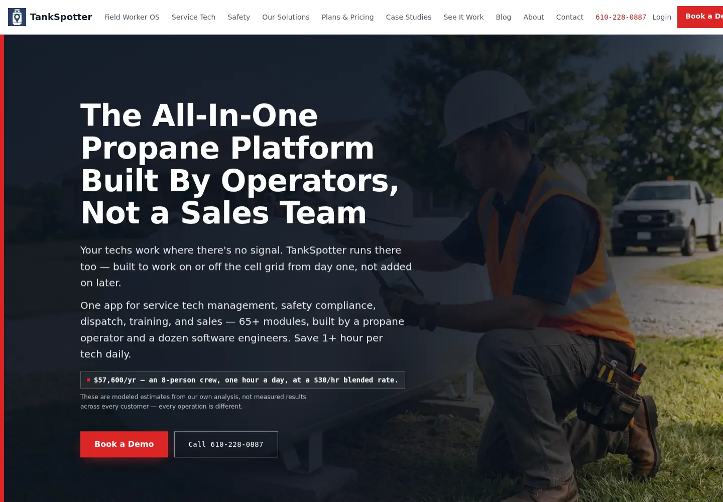 Captured homepage of tankspotter.com in the current scan