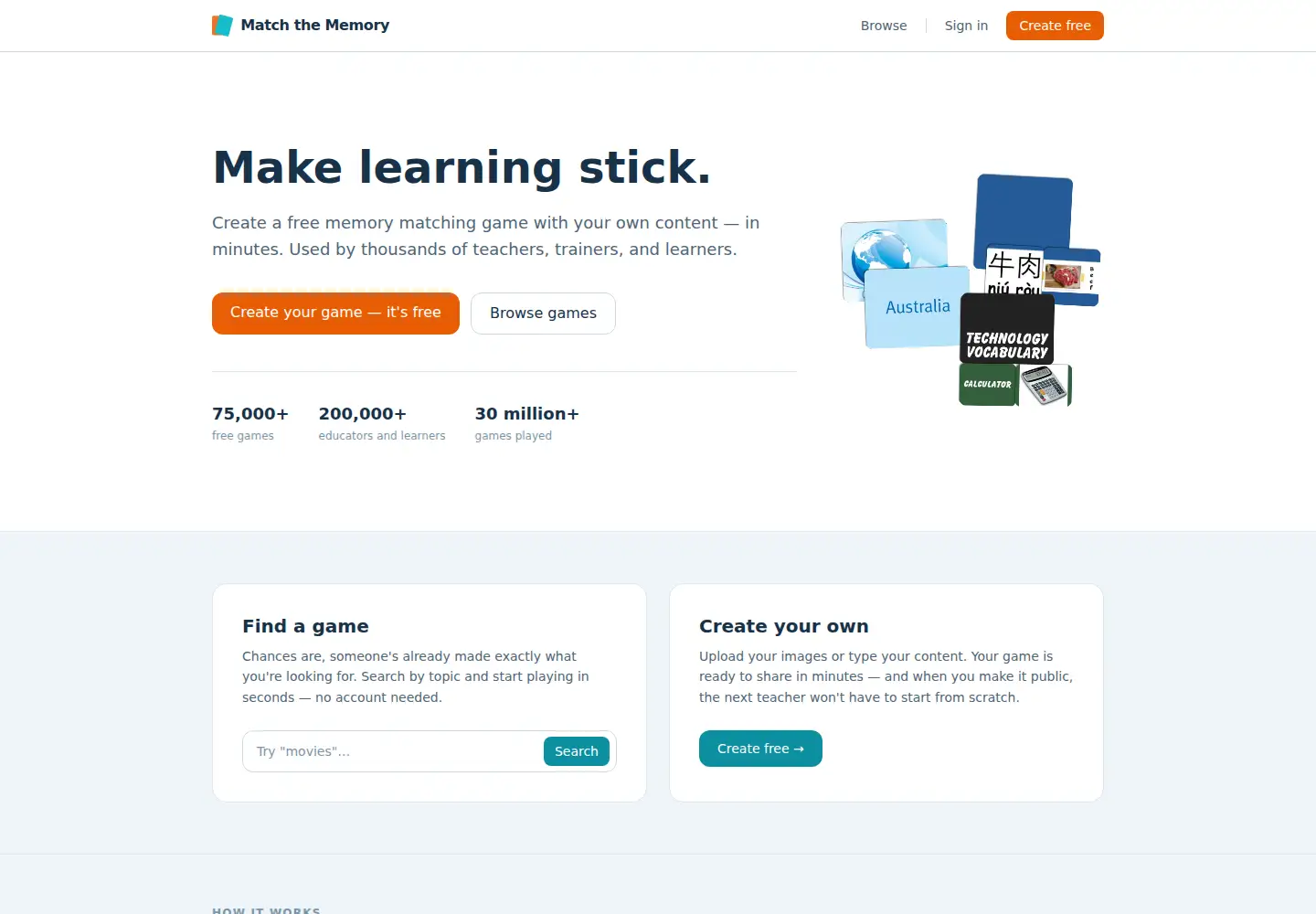 Screenshot of matchthememory.com