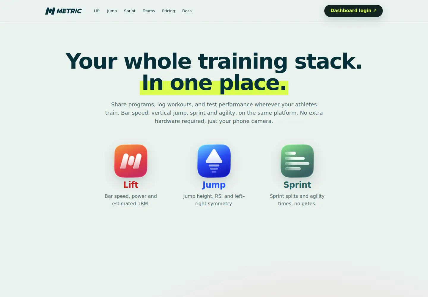 Screenshot of metric.coach