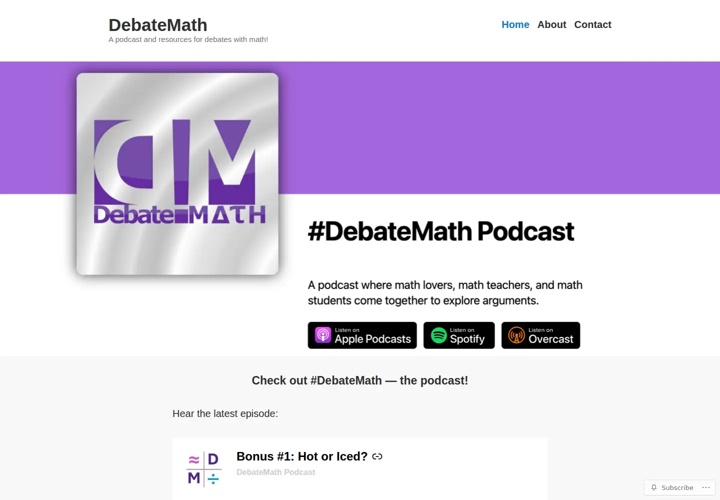 Screenshot of debatemath.com