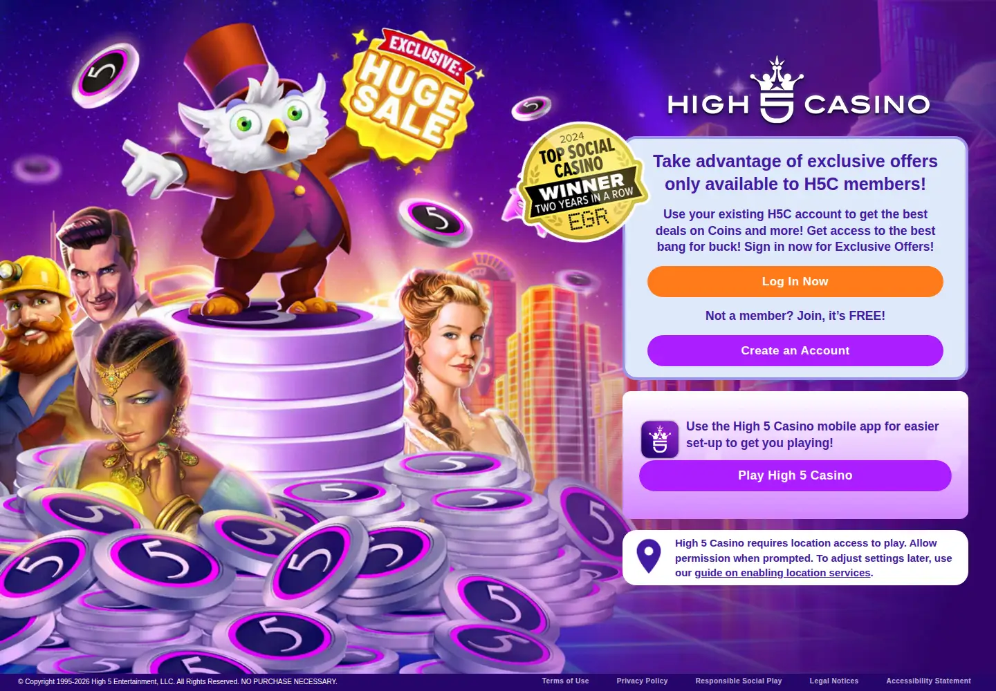 Screenshot of high5casino.com