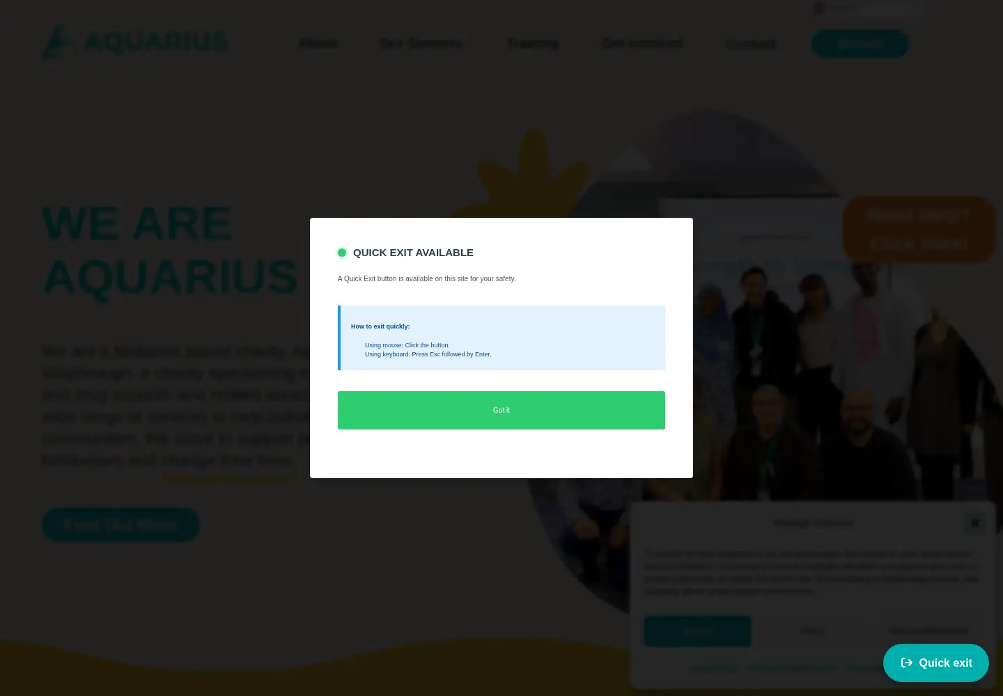 Screenshot of aquarius.org.uk