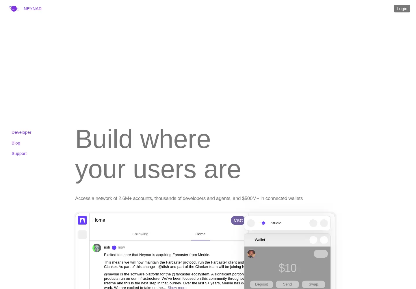 Screenshot of neynar.com