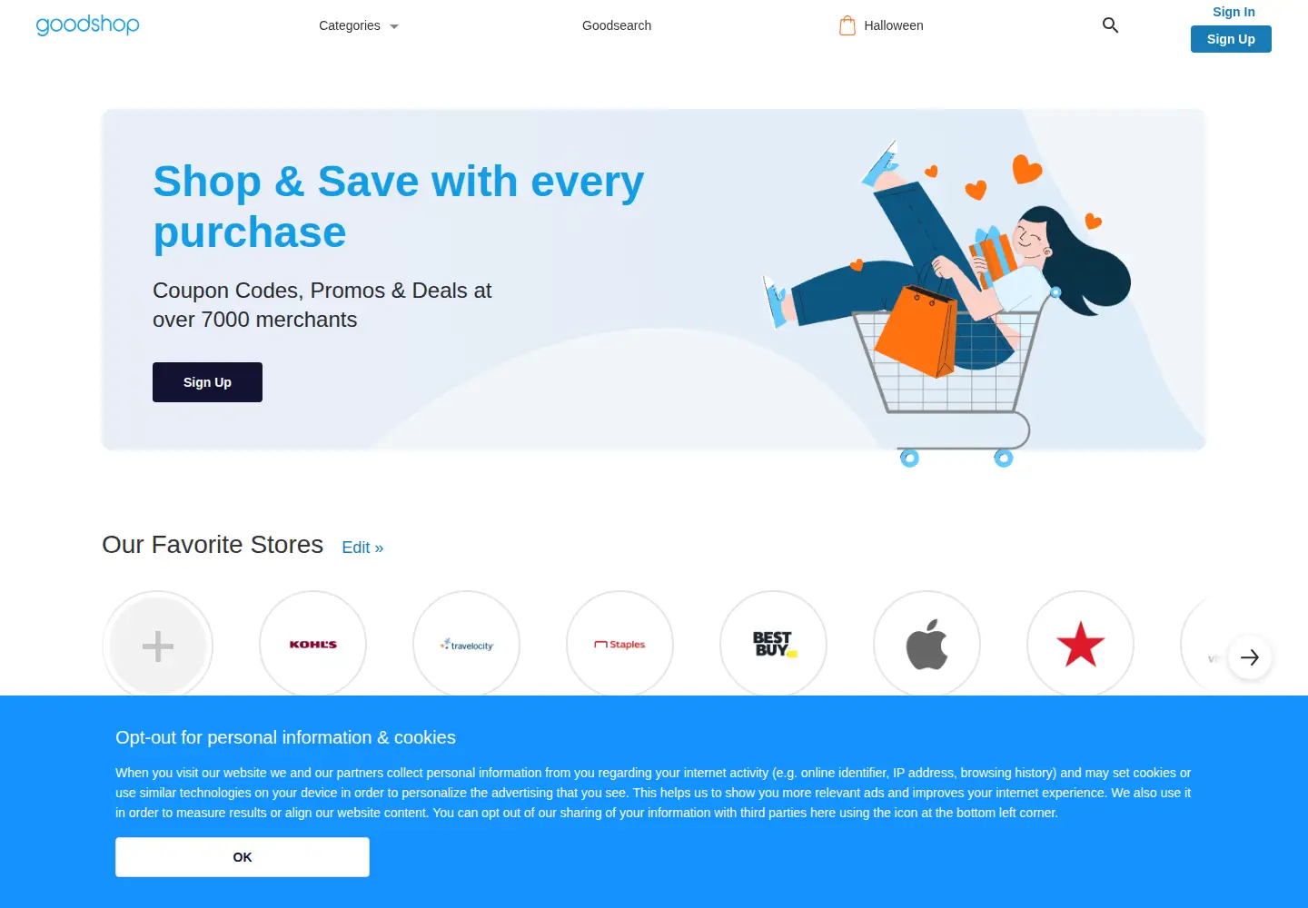 Captured homepage of goodshop.com in the current scan