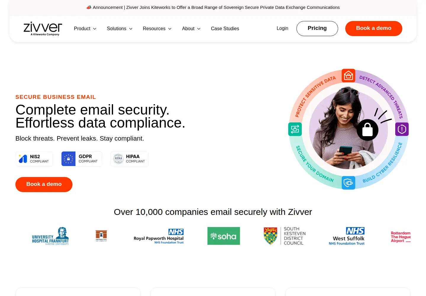 Screenshot of zivver.com