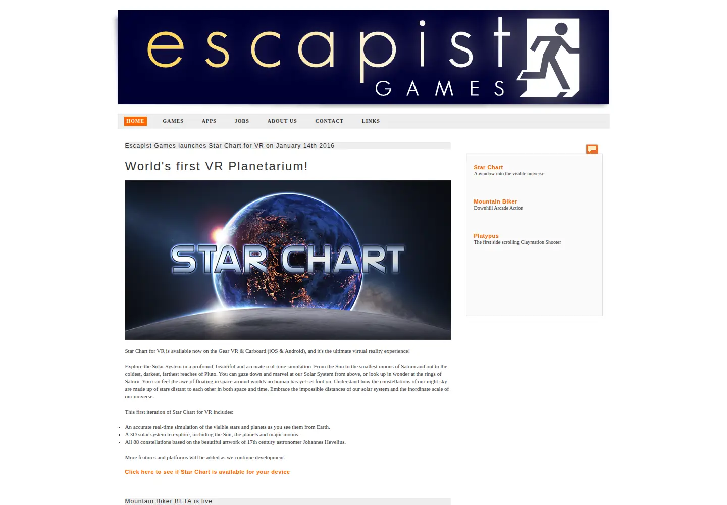 Screenshot of escapistgames.com