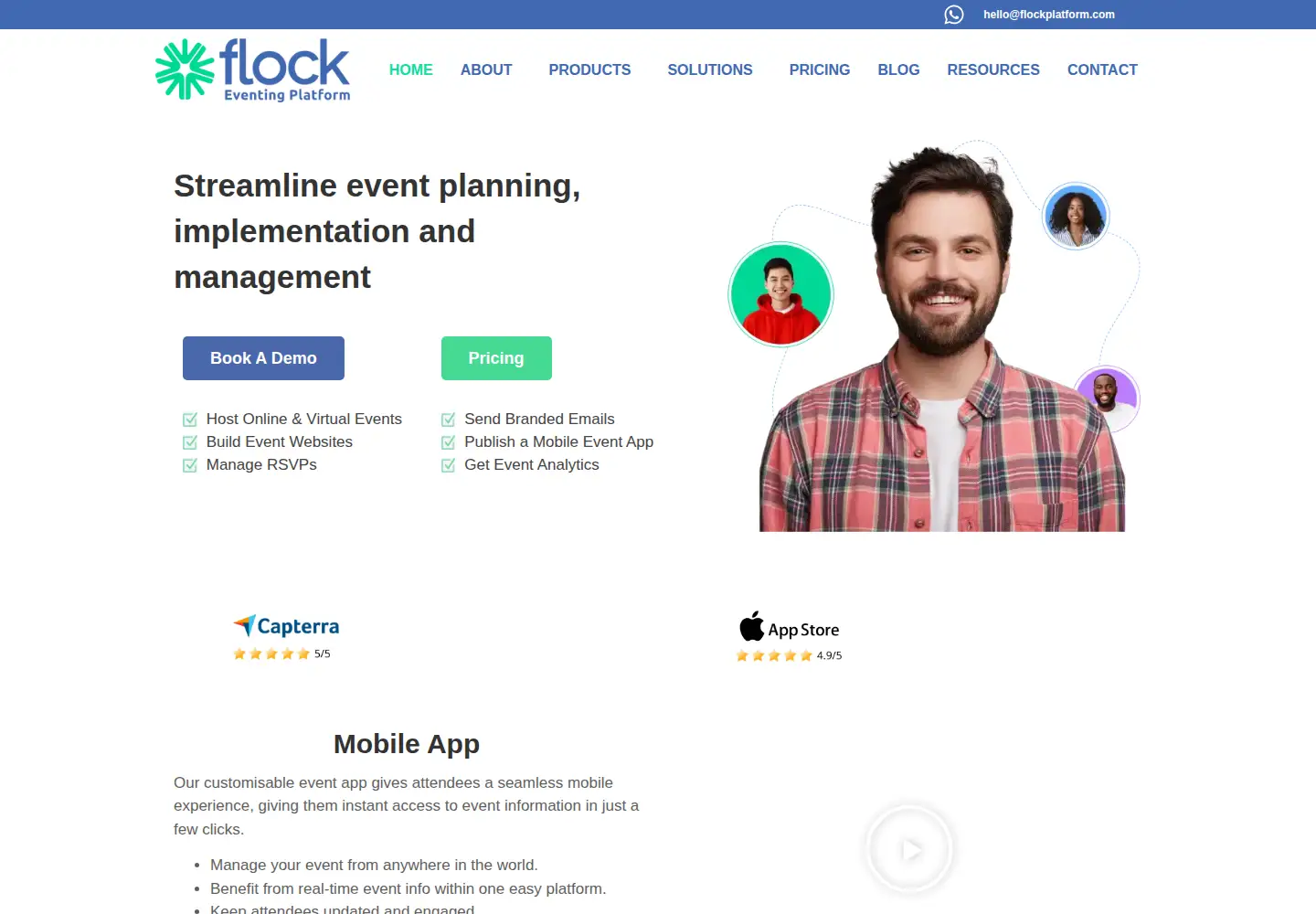 Captured homepage of flockplatform.com in the current scan