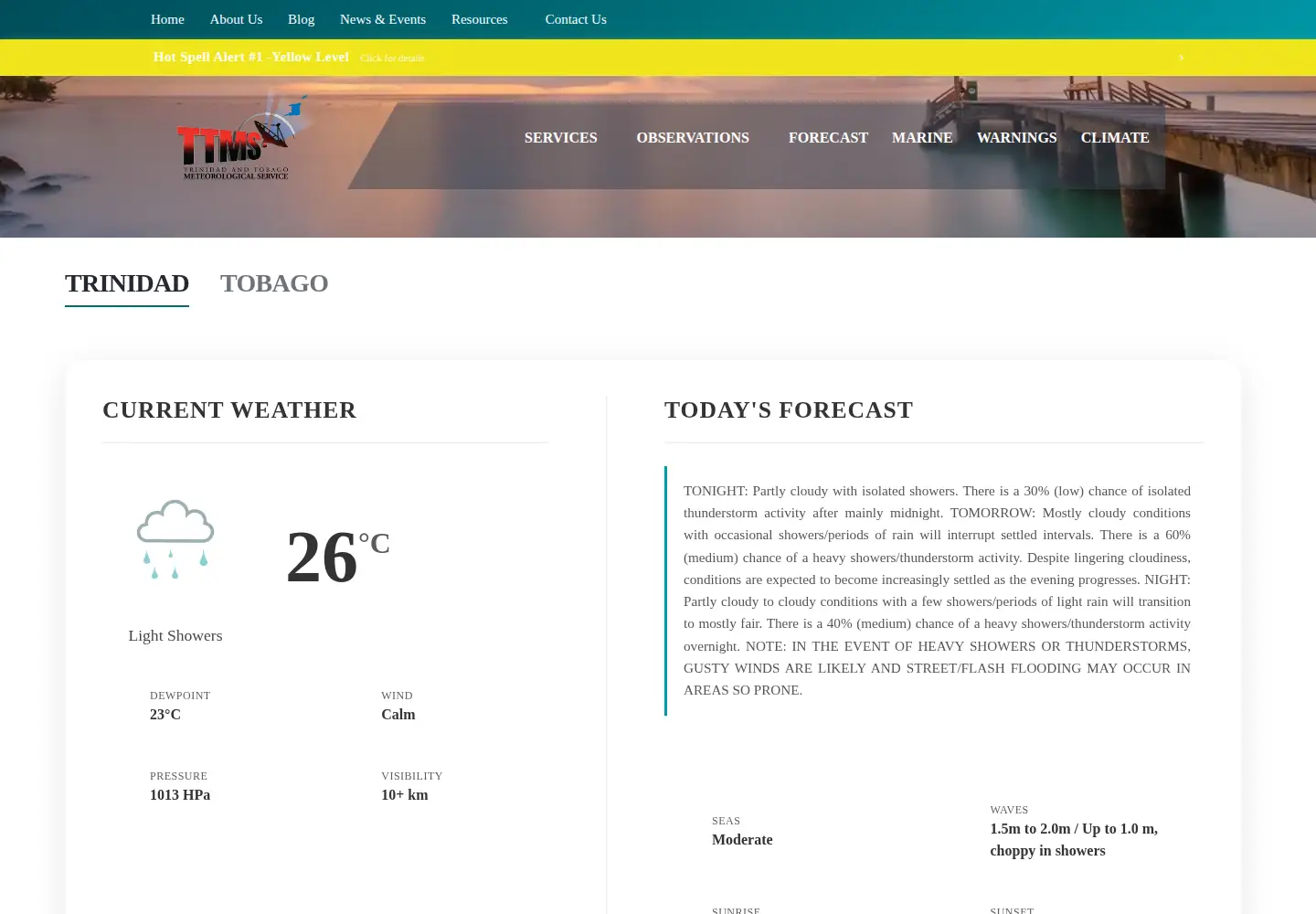 Captured homepage of metoffice.gov.tt in the current scan