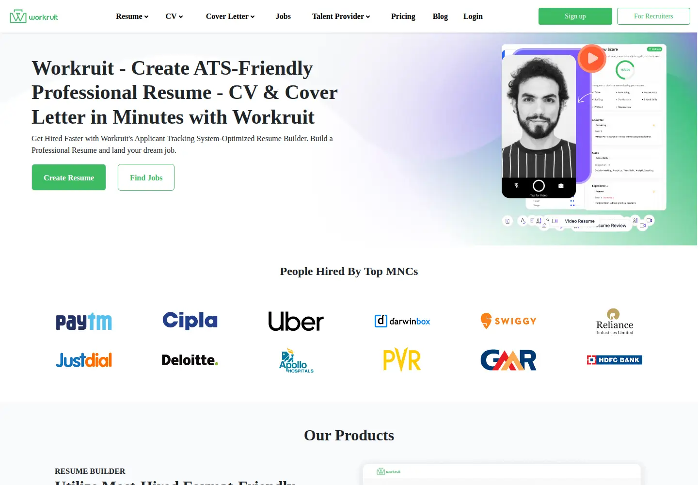 Screenshot of workruit.com