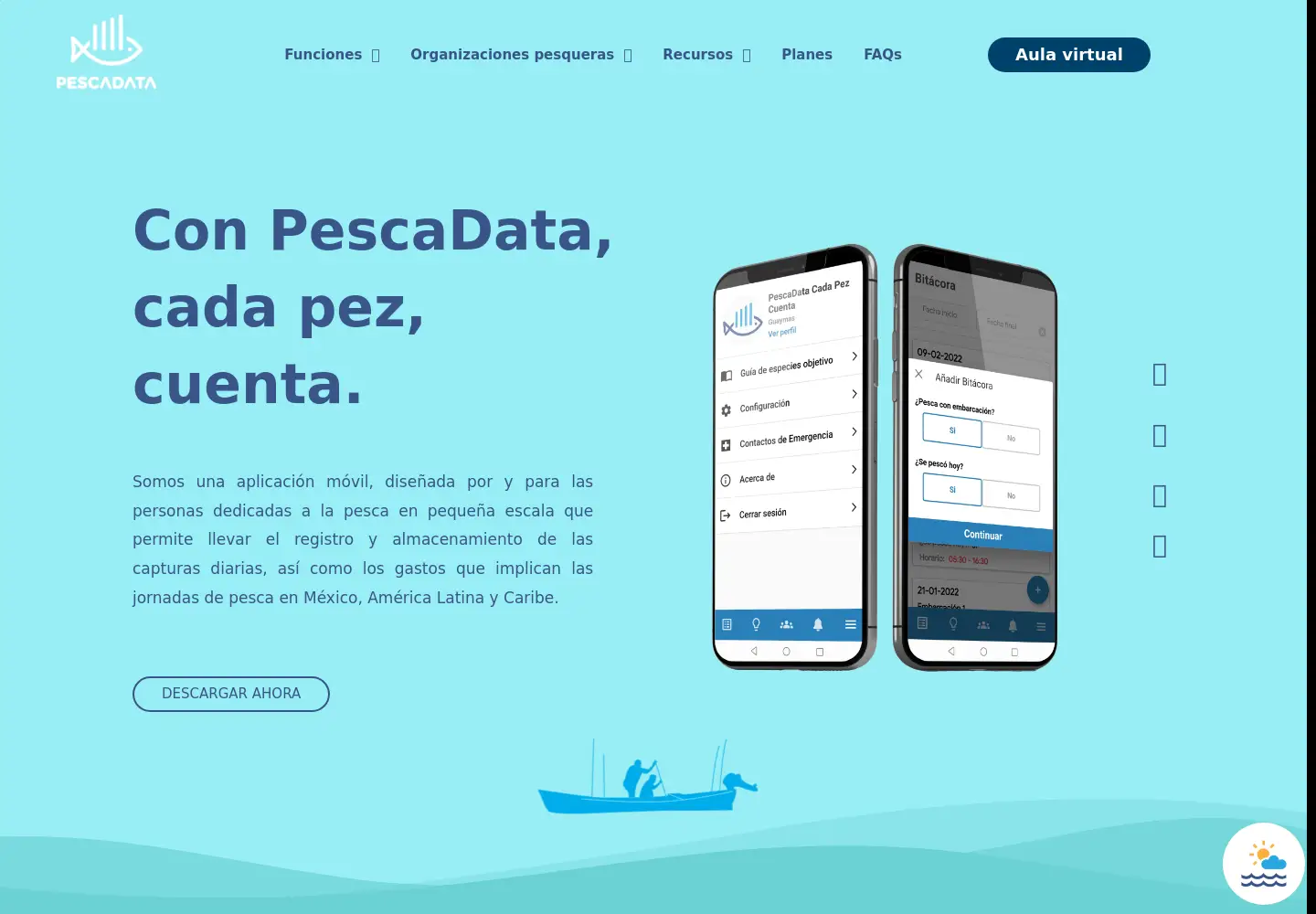 Captured homepage of pescadata.org in the current scan