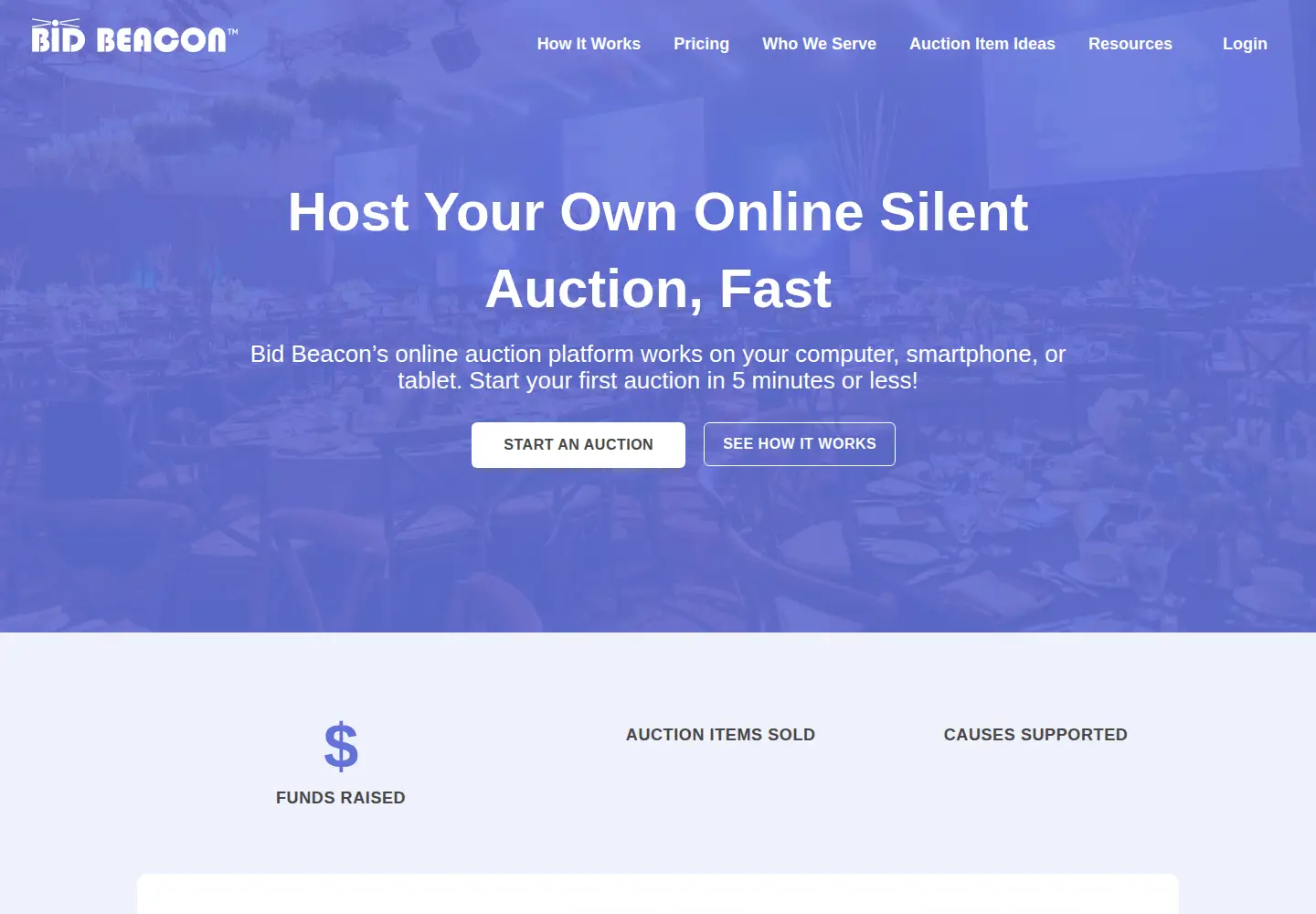 Captured homepage of bidbeacon.com in the current scan
