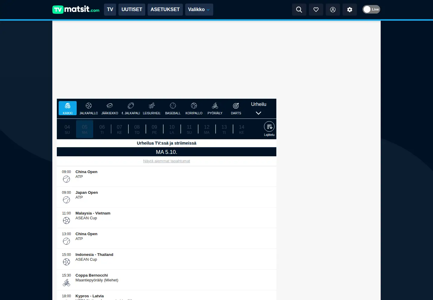 Screenshot of tvmatsit.com from the current report