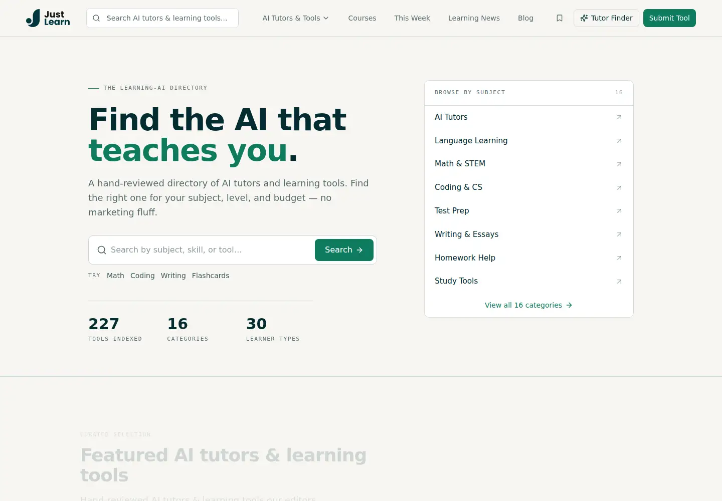 Screenshot of justlearn.com