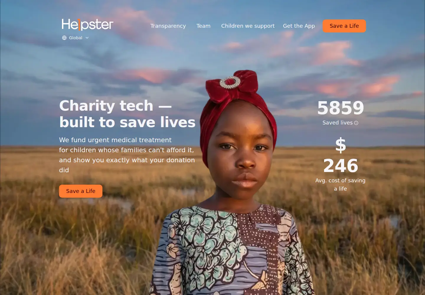 Captured homepage of helpster.charity in the current scan