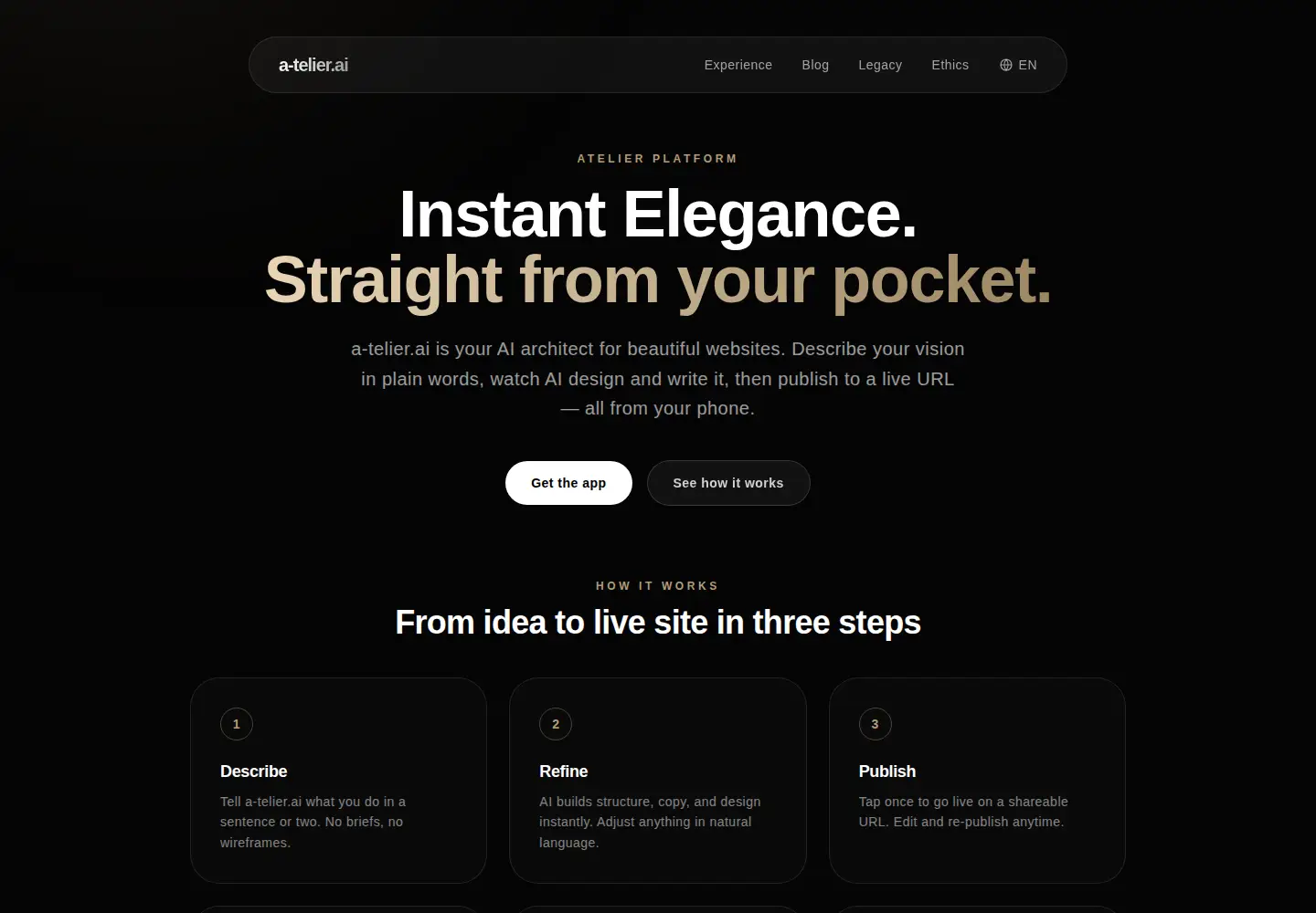 Screenshot of a-telier.ai