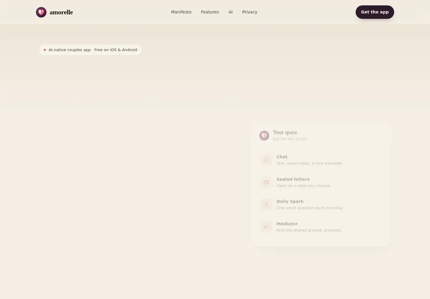 Captured homepage of amorelle.ai in the current scan