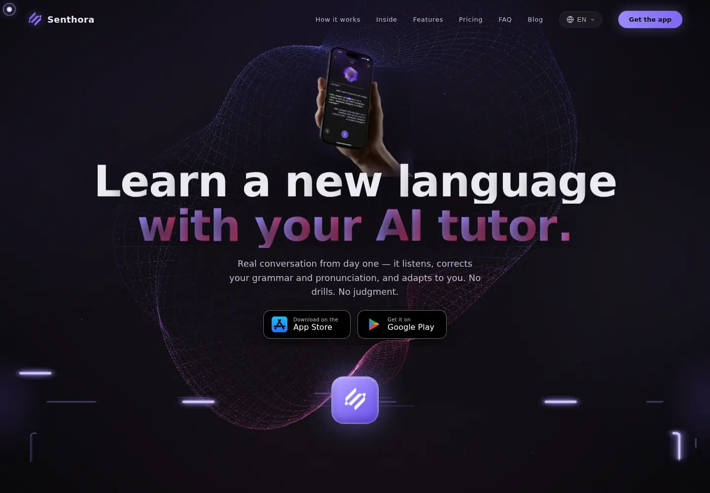 Captured homepage of senthora.ai in the current scan
