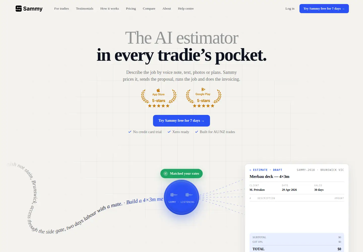Screenshot of withsammy.ai