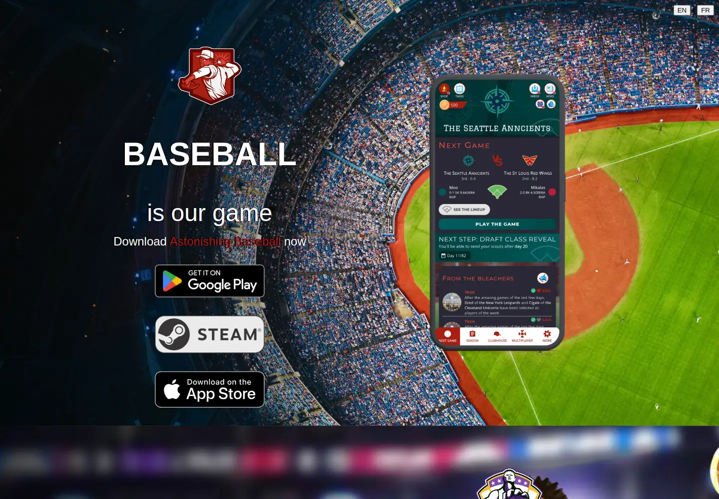 Captured homepage of astonishing-sports.app in the current scan