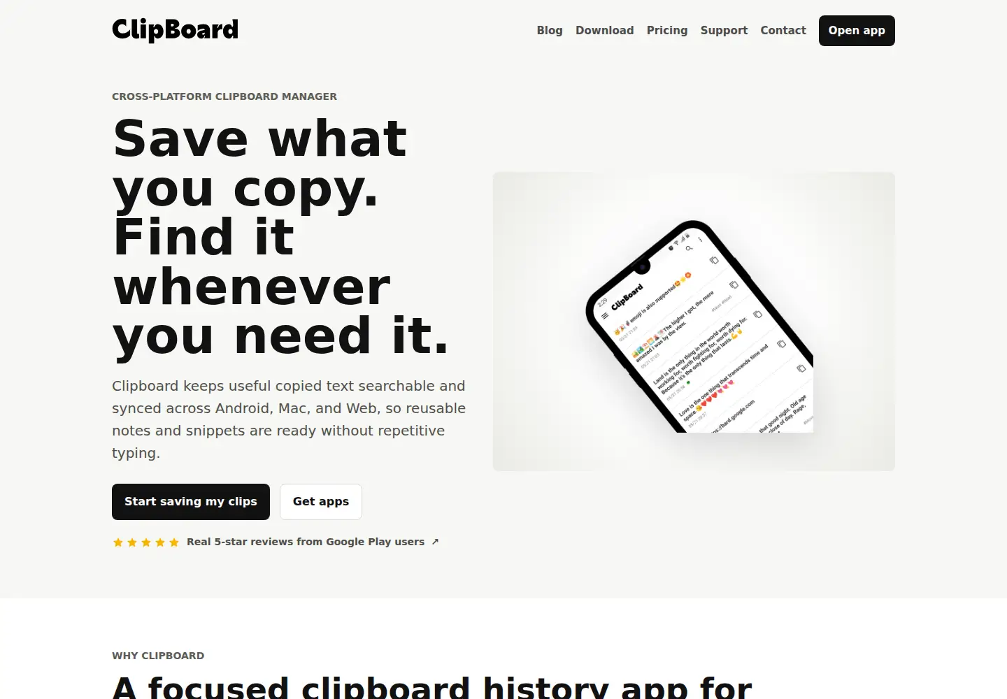 Screenshot of clipboardhistory.app