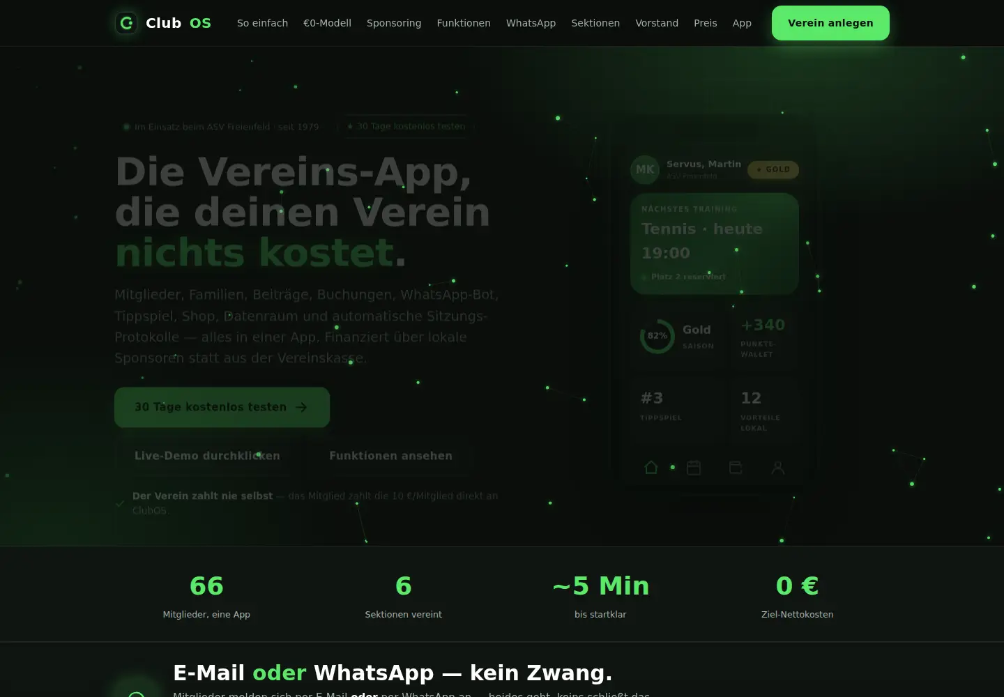 Captured homepage of club-os.app in the current scan