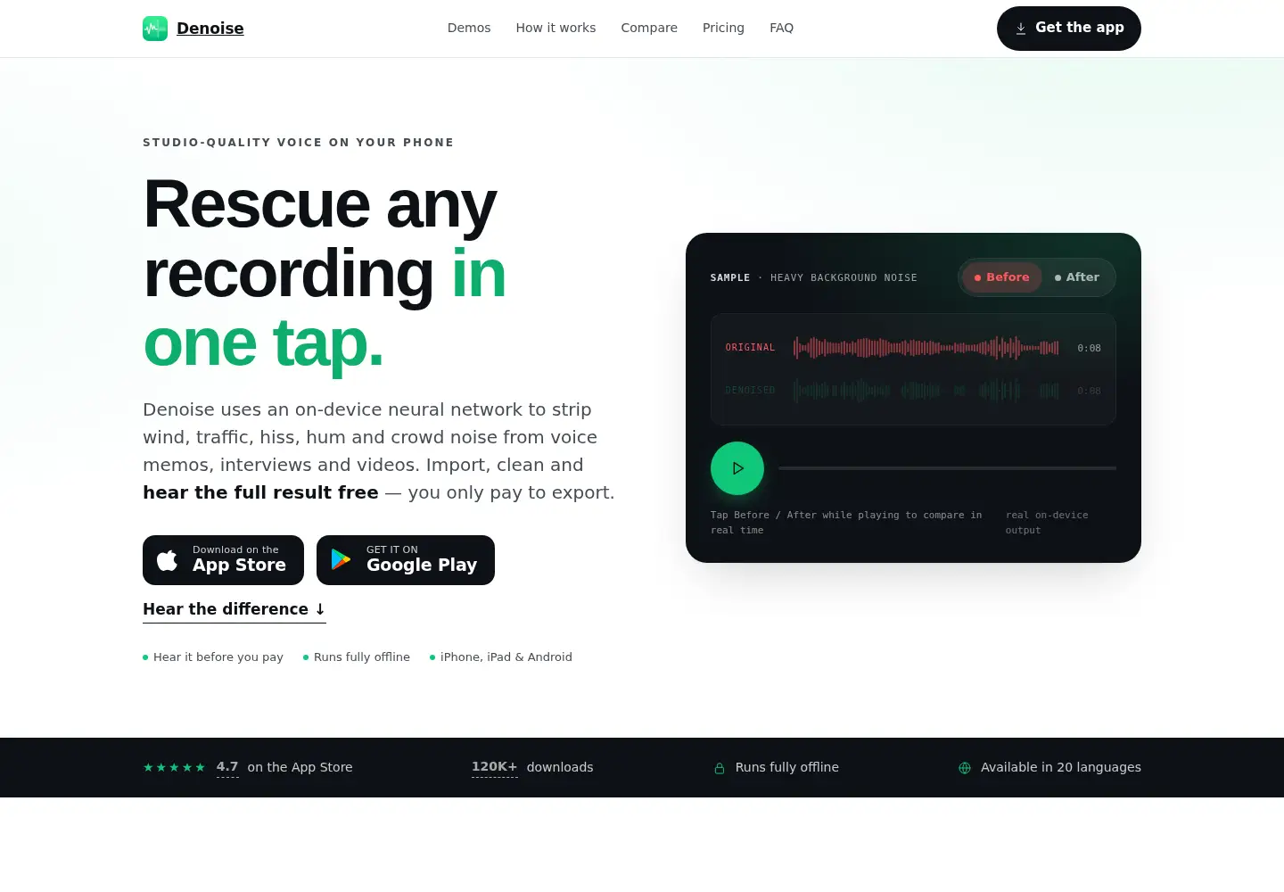 Screenshot of denoise.app