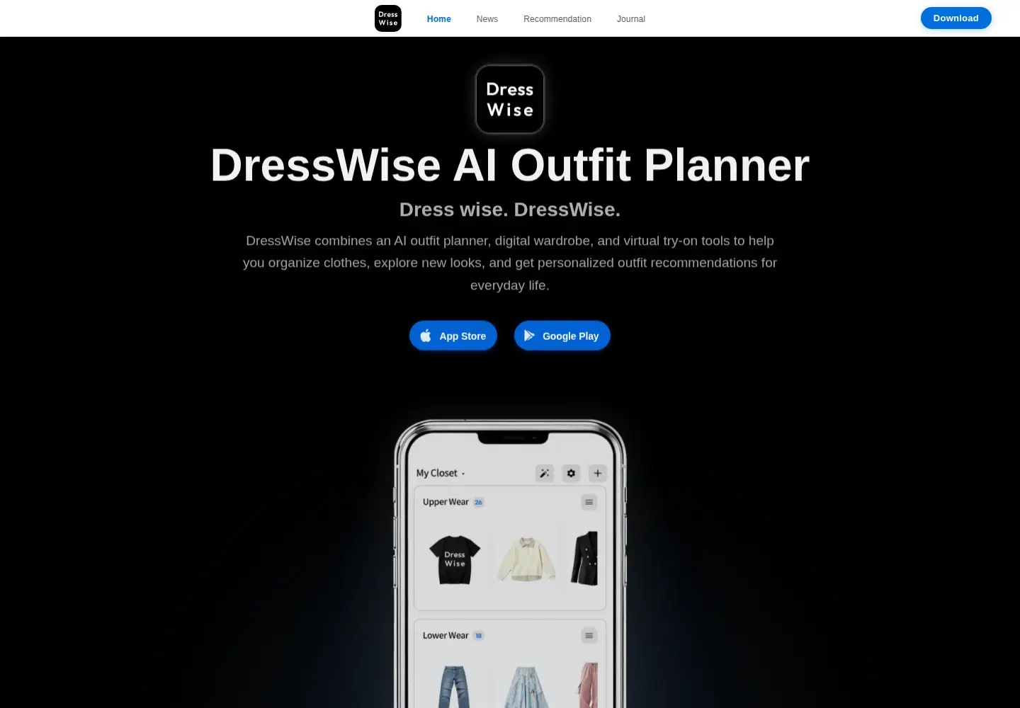 Captured homepage of dresswise.app in the current scan