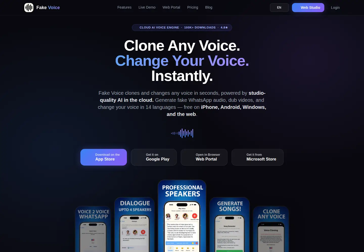 Screenshot of fakevoice.app