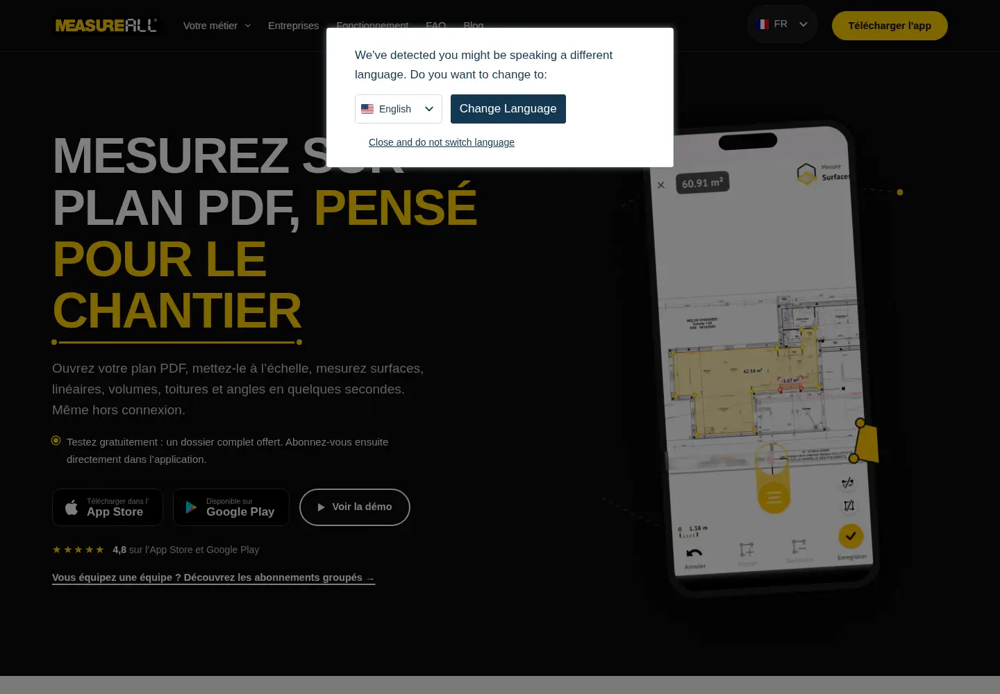 Screenshot of measureall.app