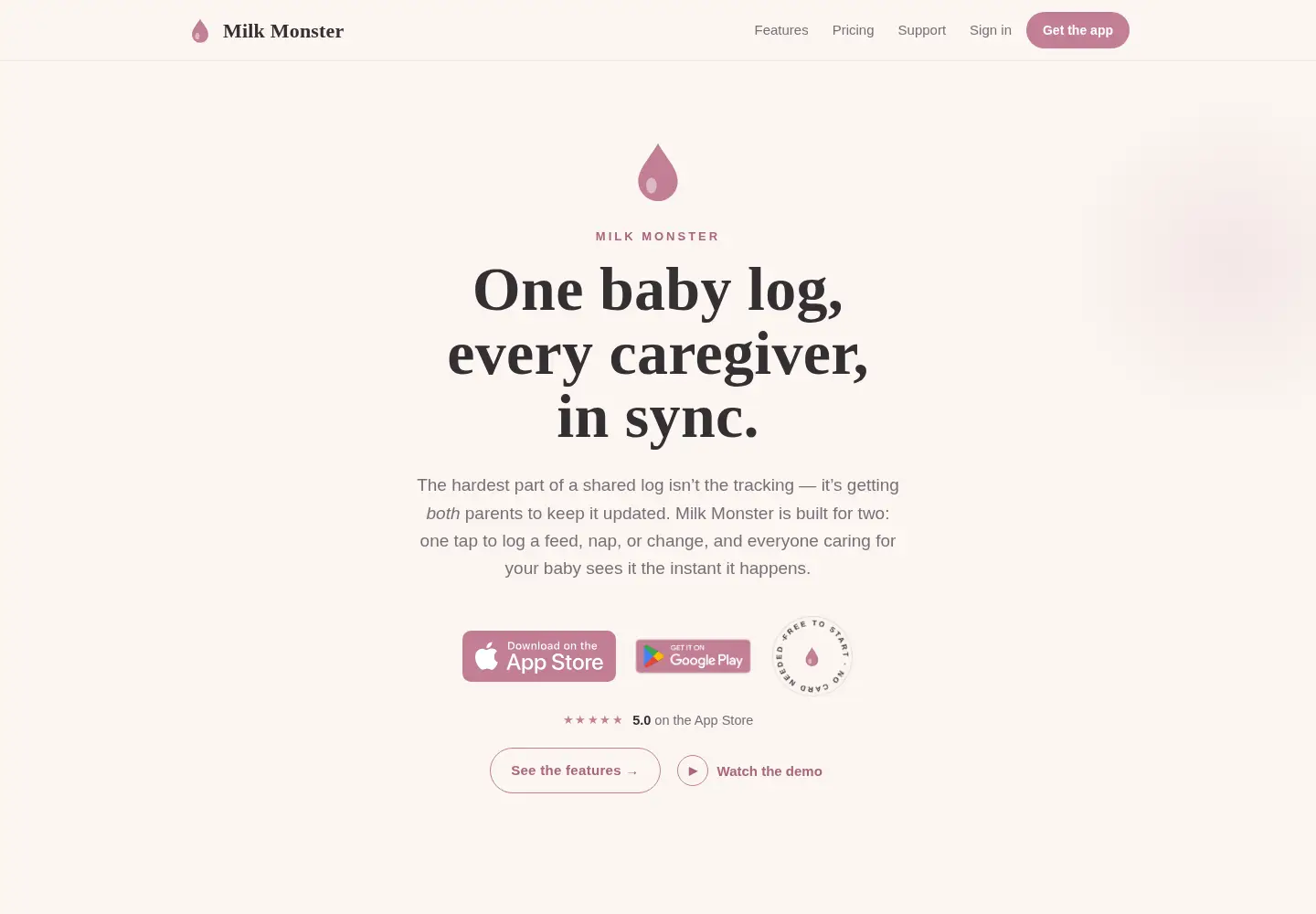 Screenshot of milkmonster.app