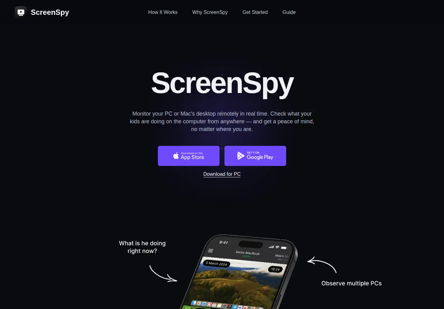 Captured homepage of screenspy.app in the current scan