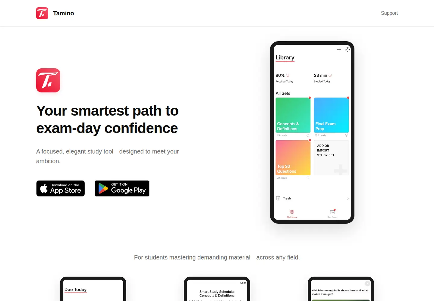 Screenshot of tamino.app