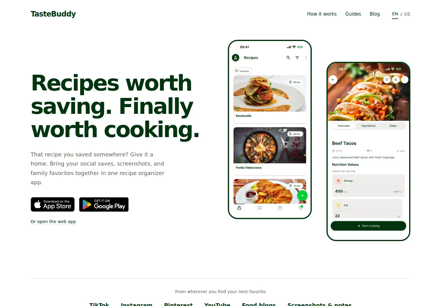 Screenshot of taste-buddy.app